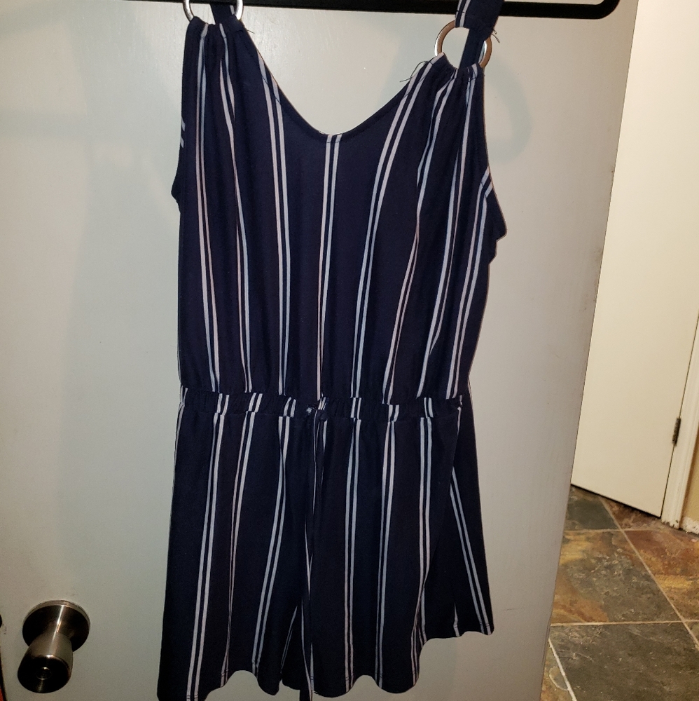 Blue and white stripes romper